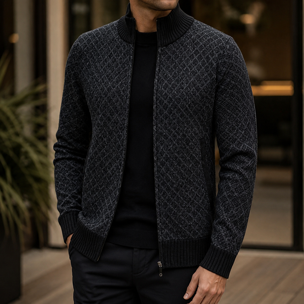 Sebastian Men's Zip-Up Cardigan Sweater – Refined Full-Zip Knit Layer