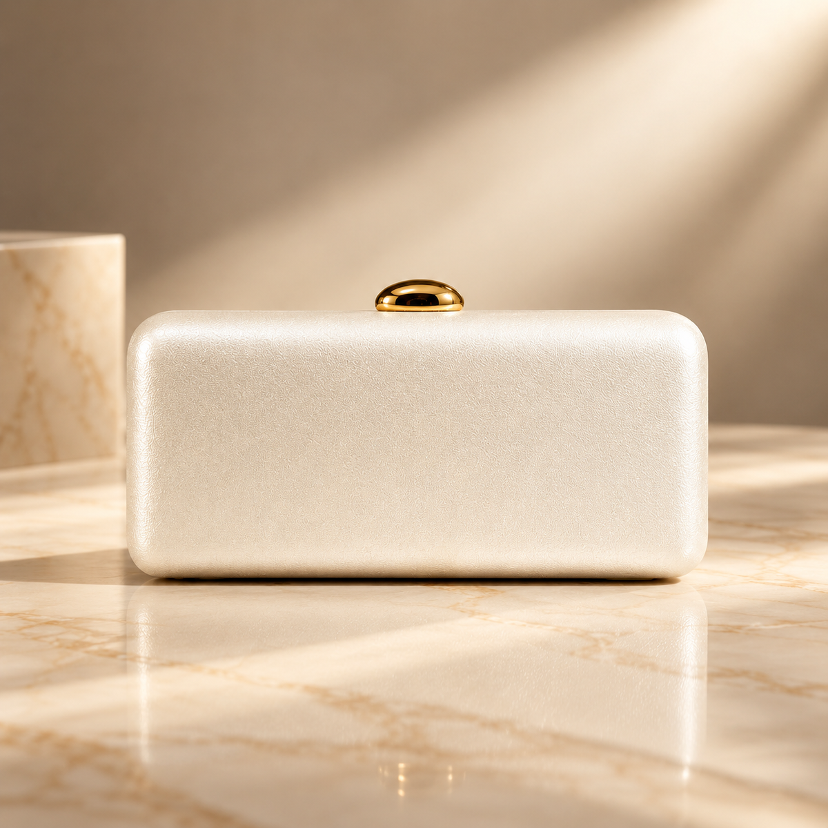 Alessia Hard Case Evening Clutch with Gold Chain Strap