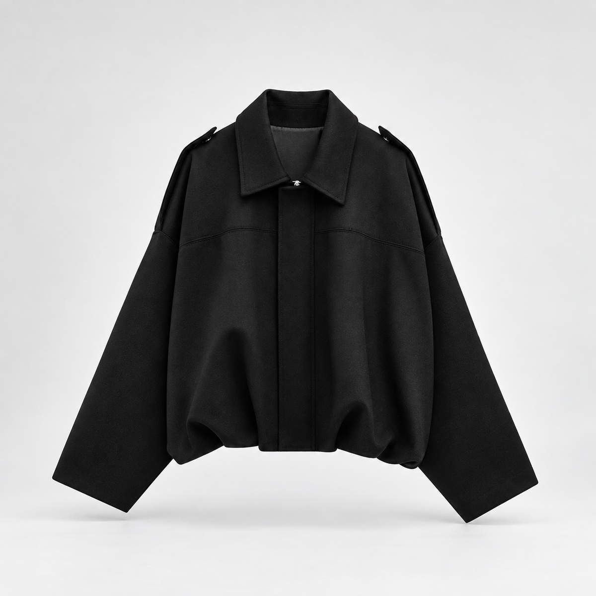 Alessia Women’s Oversized Cropped Suede-Look Jacket with Shoulder Tabs