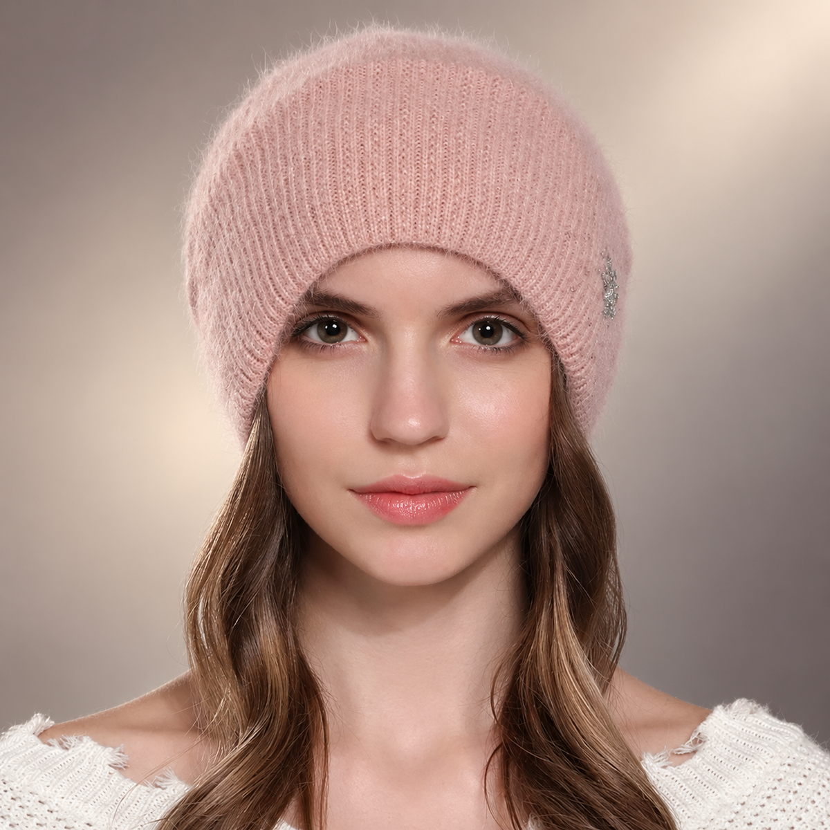 Isabelle Women’s Fuzzy Knit Beanie – Rhinestone Accent Winter Hat