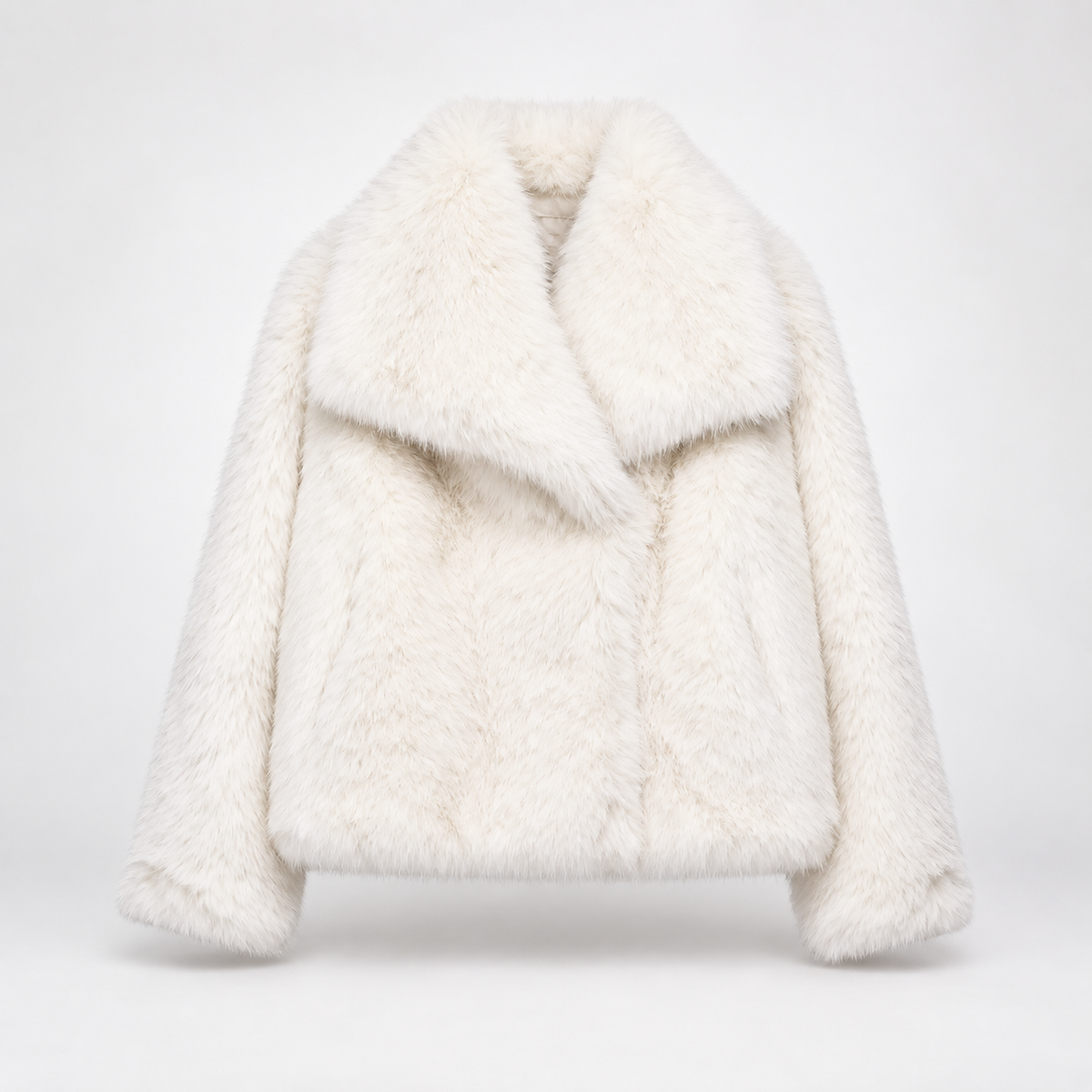 Elodie Women’s Plush Fur Cropped Jacket with Oversized Shawl Collar