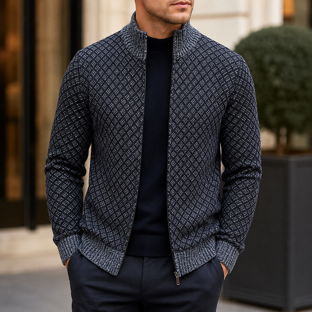 Sebastian Men's Zip-Up Cardigan Sweater – Refined Full-Zip Knit Layer