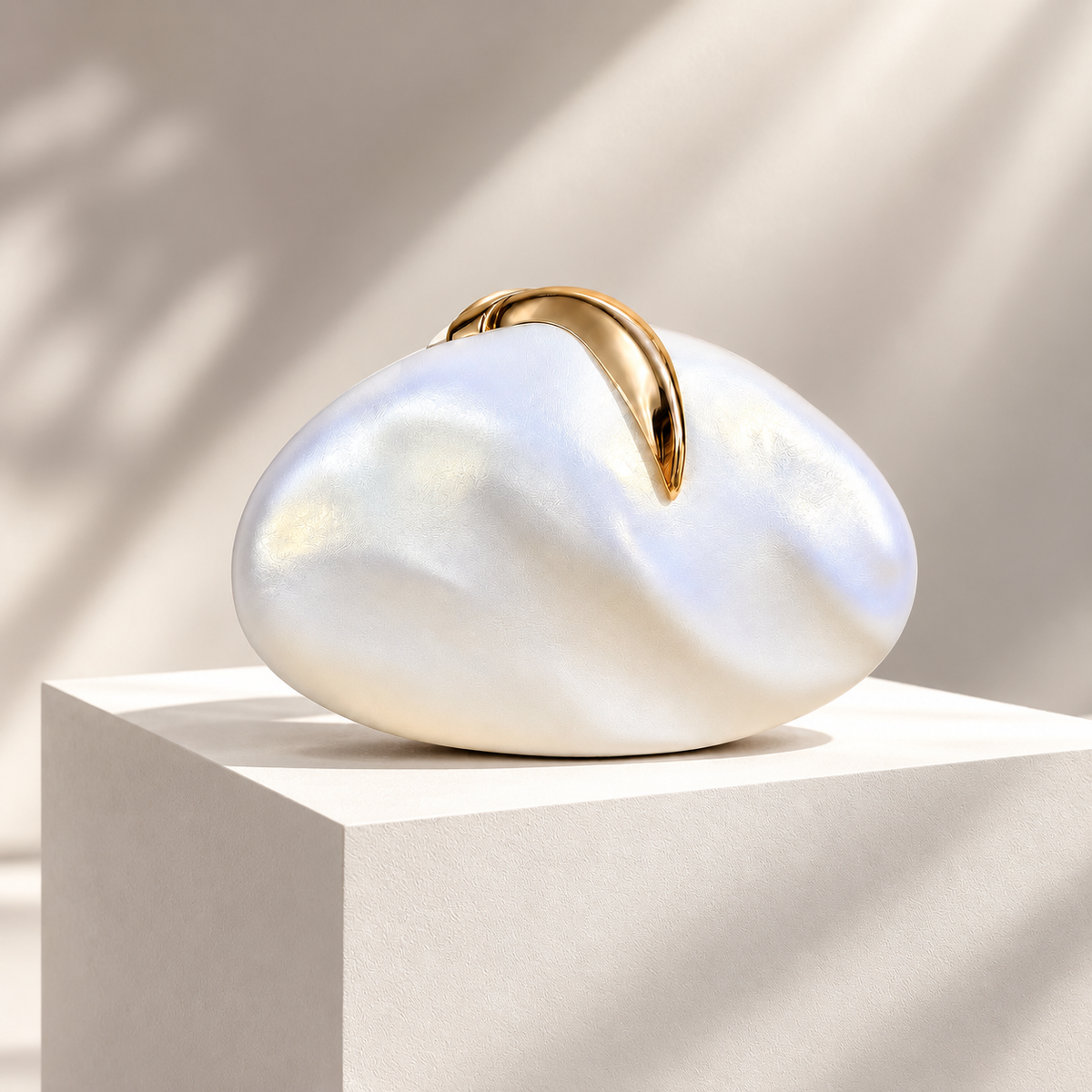 Alessandra Sculptural Clutch Bag with Gold-Tone Clasp & Chain Strap