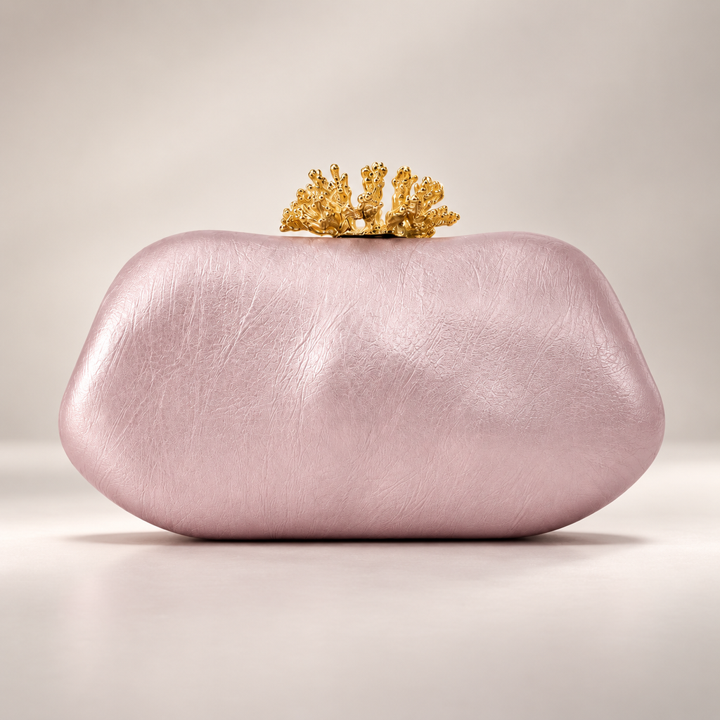 Valentina Italian Coral Clasp Evening Clutch Bag