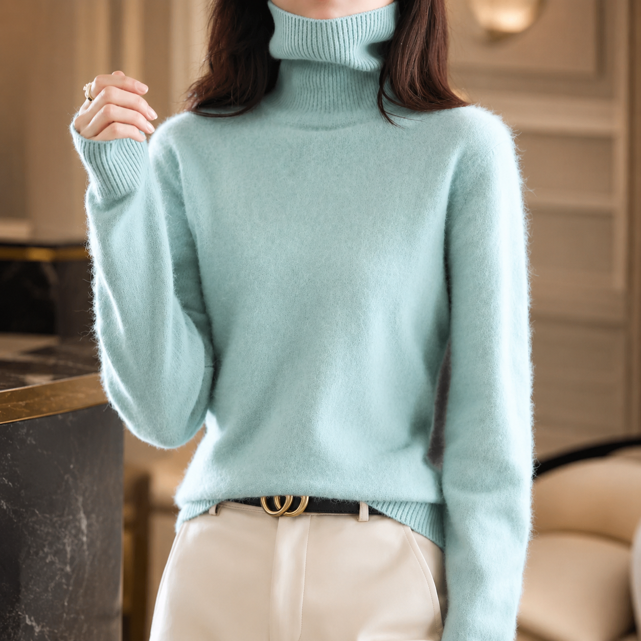 Cecilia Women's Turtleneck Knit Sweater