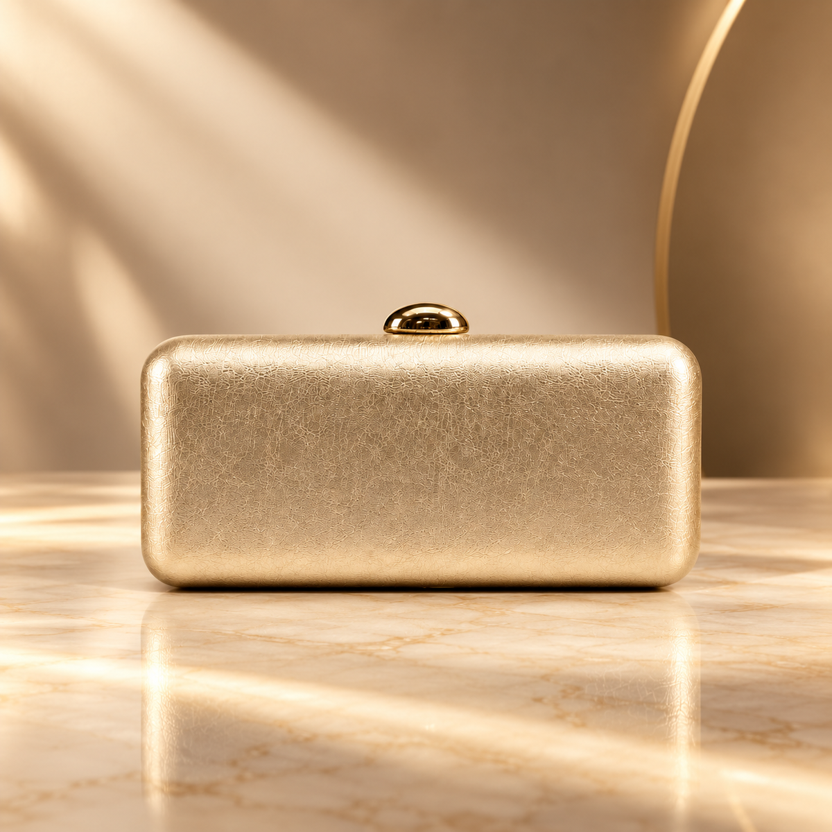 Alessia Hard Case Evening Clutch with Gold Chain Strap