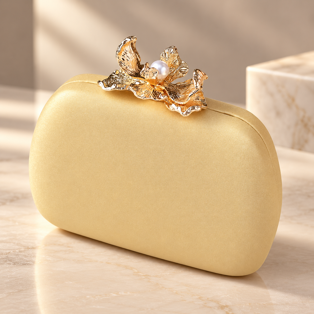 Elodie Floral Pearl Clasp Evening Clutch Bag