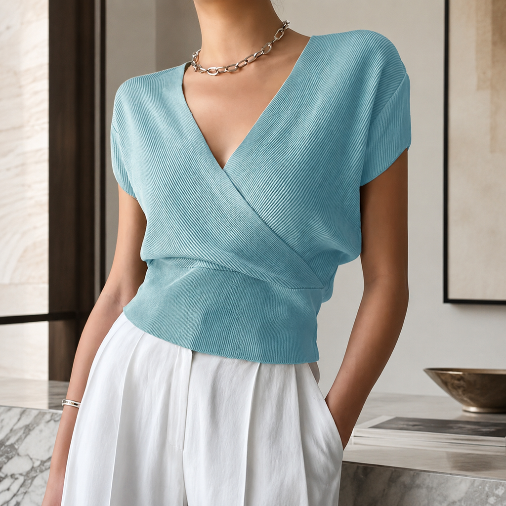 Serafina Women's Ribbed Wrap Top