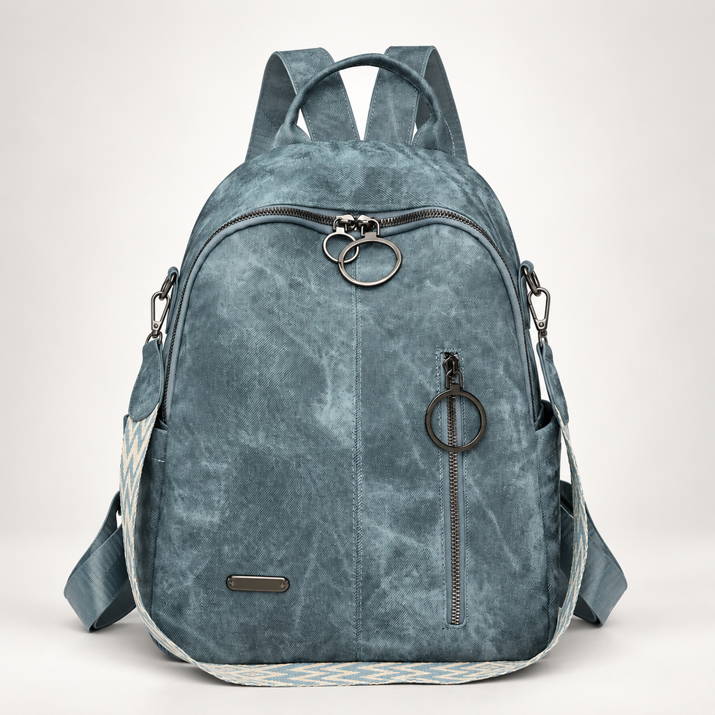 Camille Women’s Casual Backpack Purse with Ring-Pull Zippers