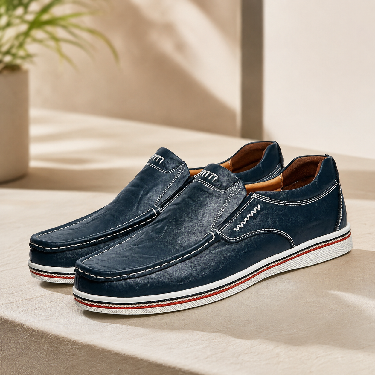 Matteo Men’s Genuine Cowhide Leather Slip-On Loafers