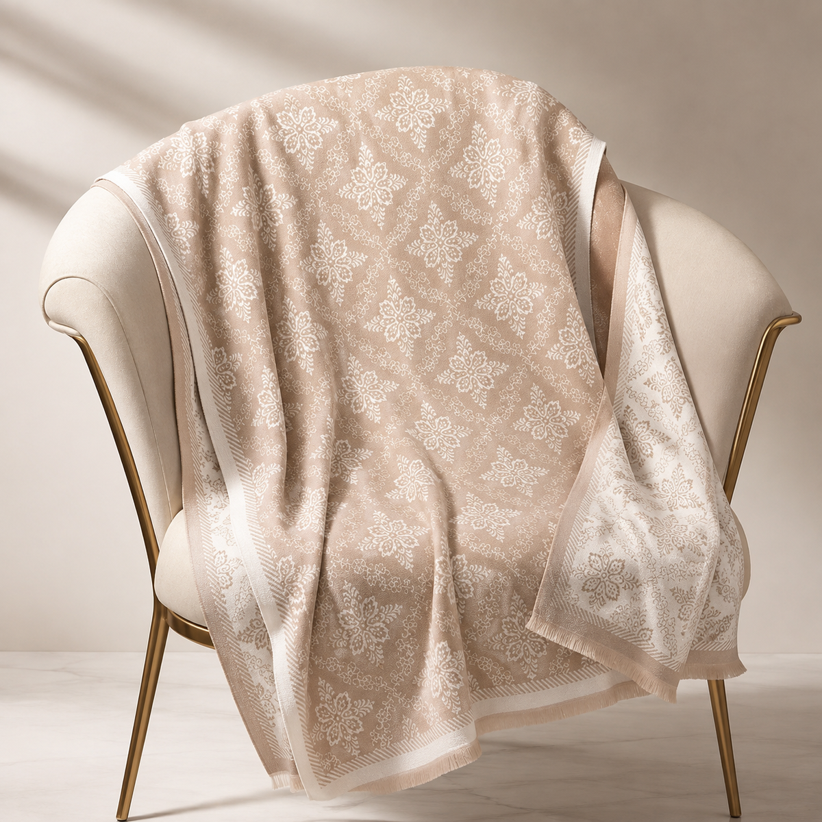 Celeste Reversible Floral Wrap Scarf – Oversized Fringe Shawl