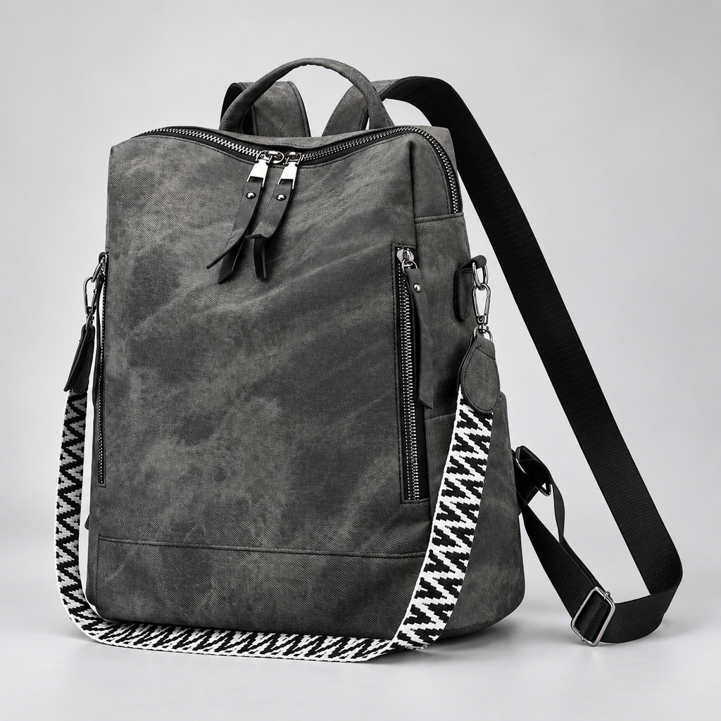 Florence Women’s Convertible Backpack Purse – Washed Multi-Pocket Crossbody Travel Bag