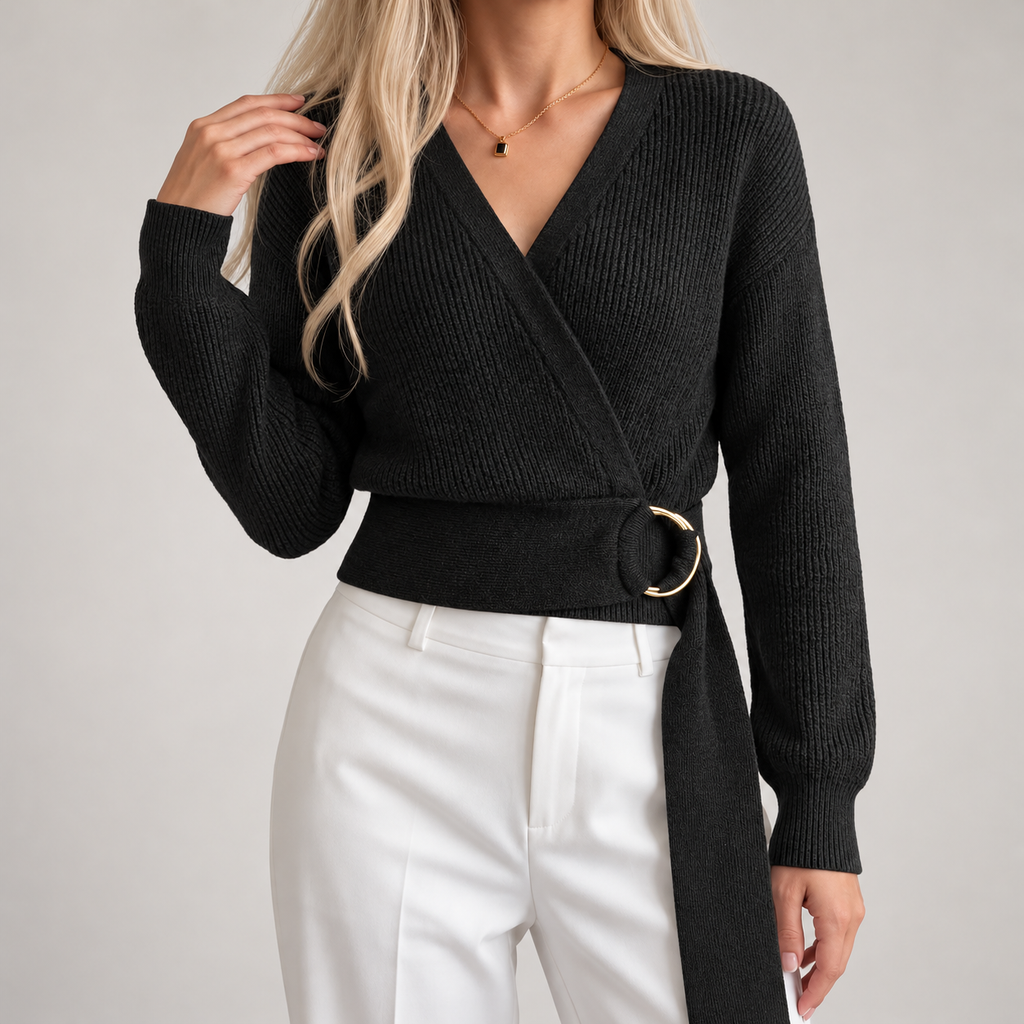 Vivienne Women's V-Neck Wrap Knit Sweater