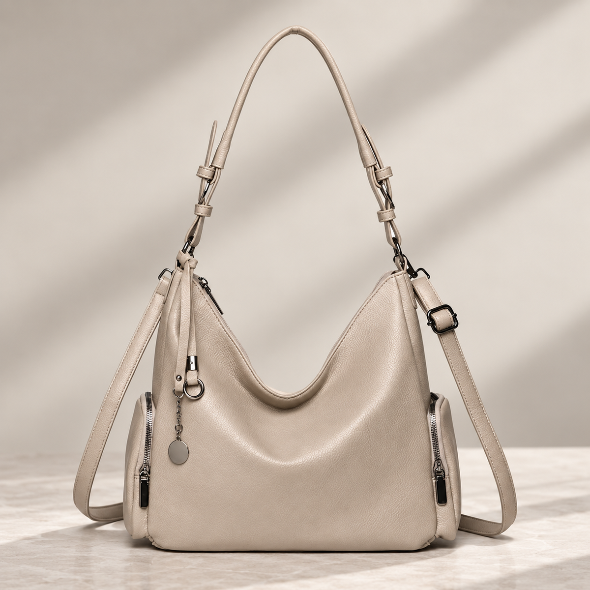 Lucienne Women’s Hobo Shoulder Bag – Slouchy Crossbody Handbag with Side Zip Pockets