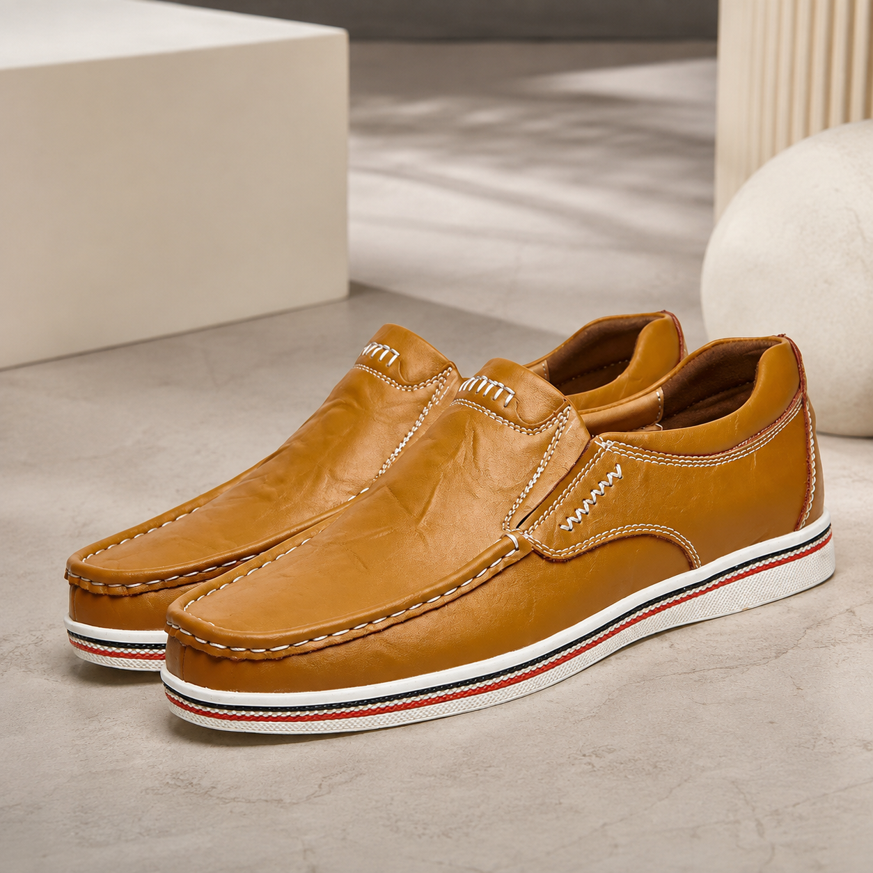 Matteo Men’s Genuine Cowhide Leather Slip-On Loafers