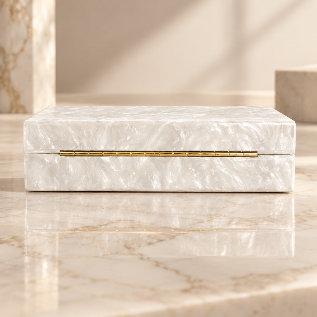 Bianca Marbled Box Clutch with Gold Coral Clasp