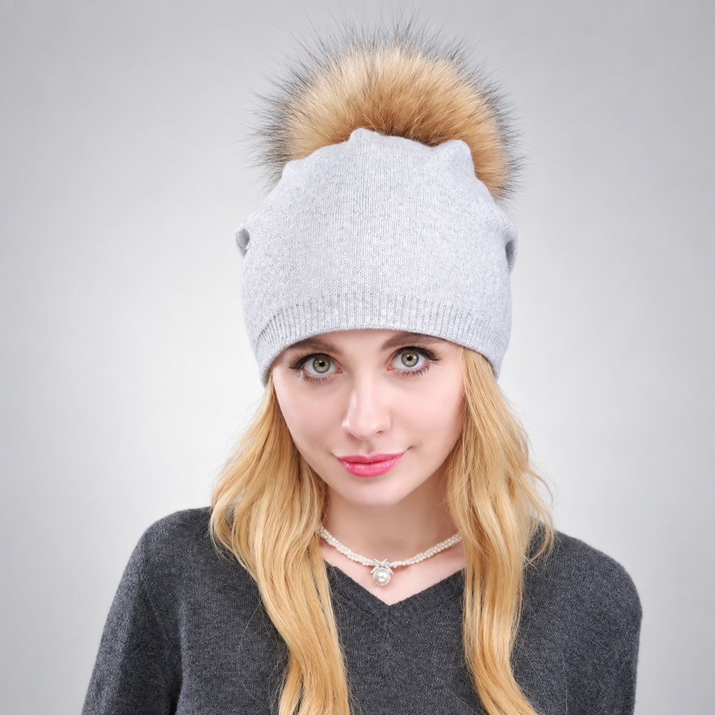 Camille Women’s Knit Pom-Pom Beanie – Soft Winter Hat
