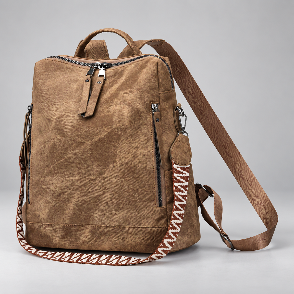 Florence Women’s Convertible Backpack Purse – Washed Multi-Pocket Crossbody Travel Bag