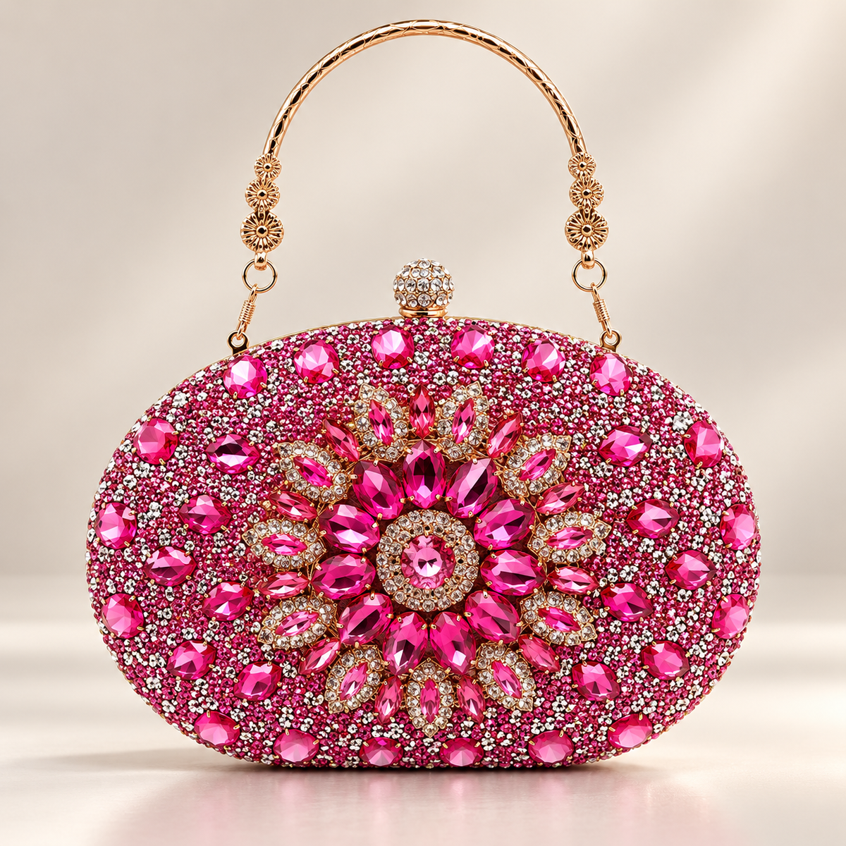 Lucia Crystal Floral Evening Clutch with Top Handle