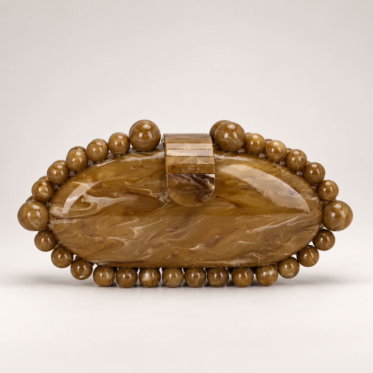 Camille Beaded Marbled Oval Clutch Evening Bag