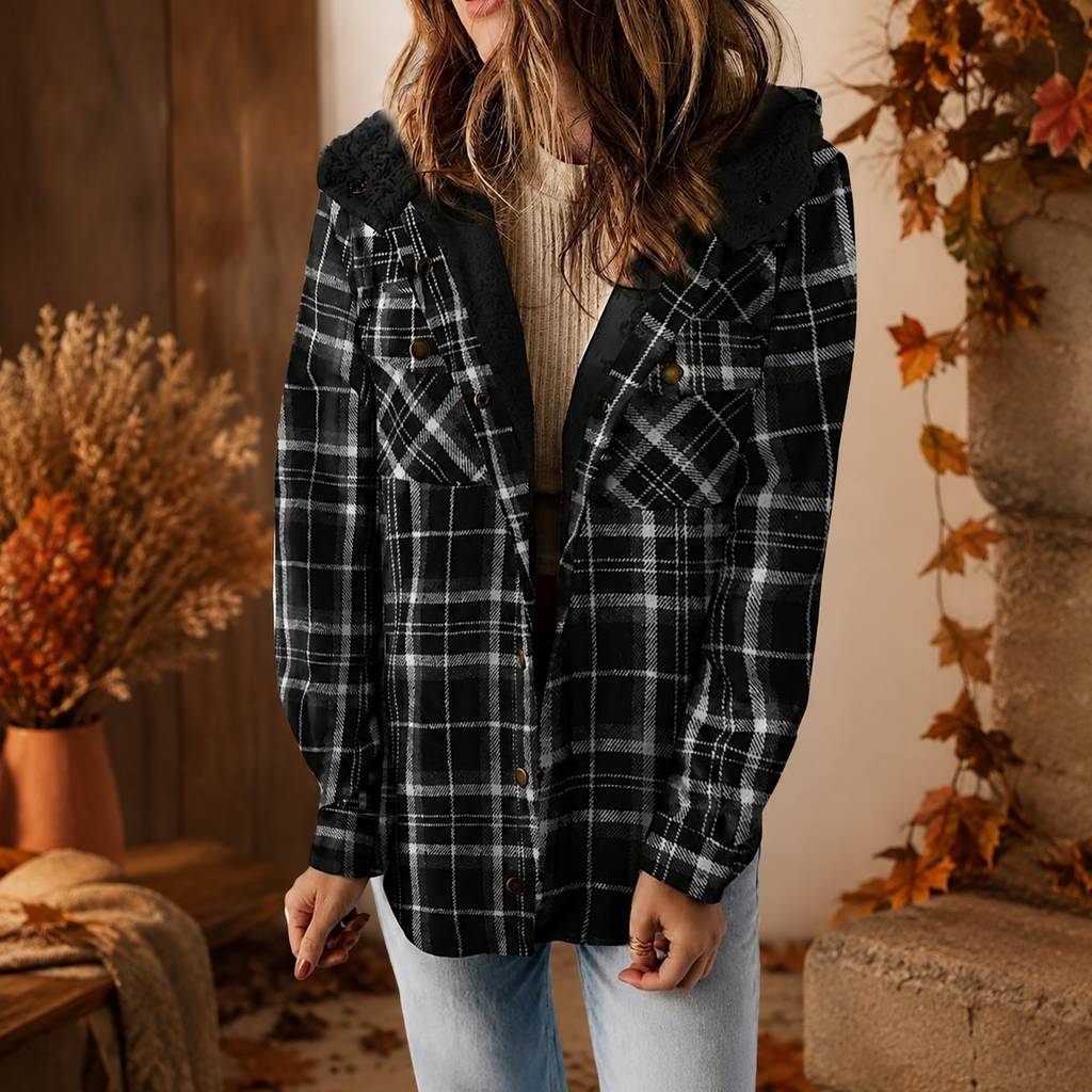 Francesca Women’s Plaid Fleece-Lined Hooded Jacket