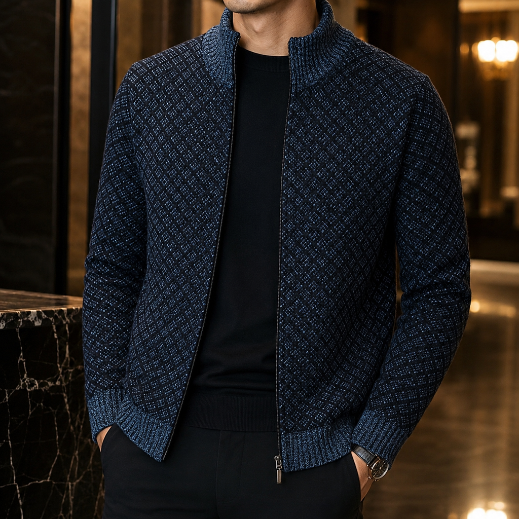 Sebastian Men's Zip-Up Cardigan Sweater – Refined Full-Zip Knit Layer