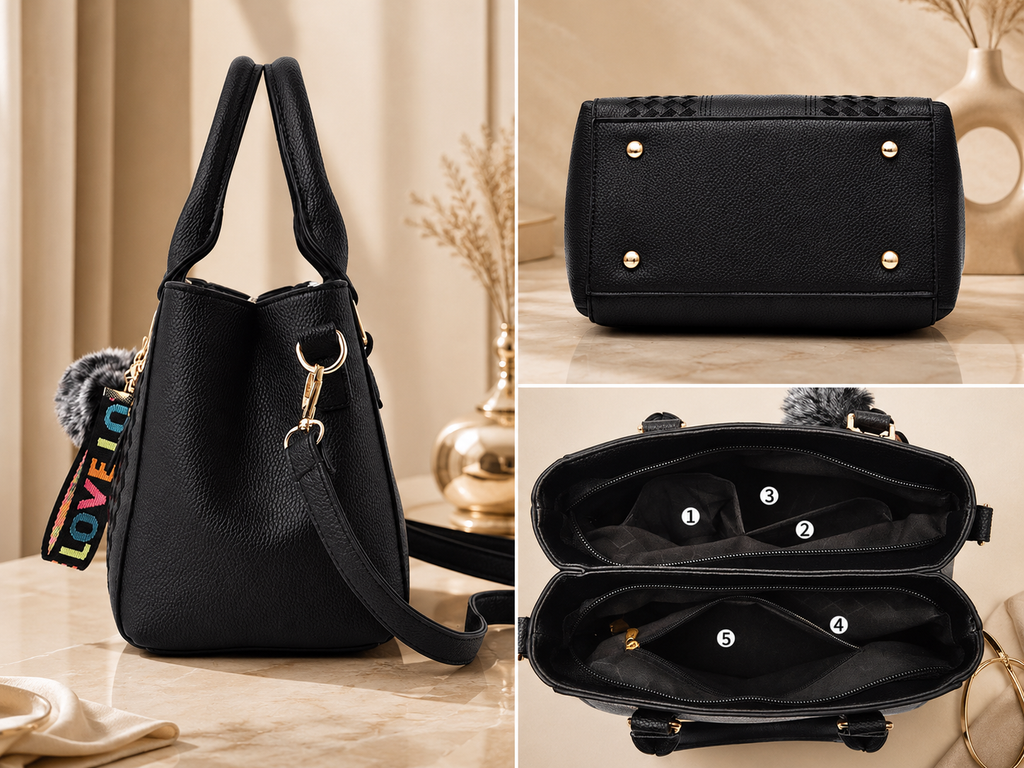 Adeline Women’s Structured Satchel Handbag with Top Handles and Shoulder Strap