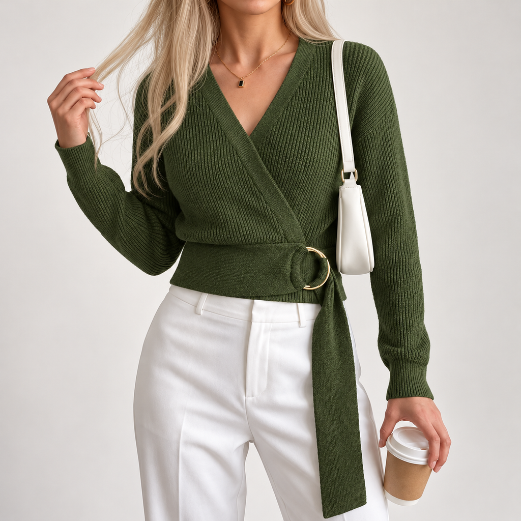 Vivienne Women's V-Neck Wrap Knit Sweater