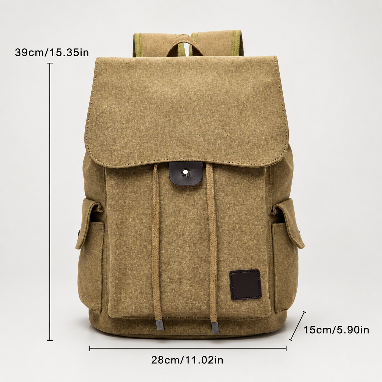 Callum Canvas Drawstring Backpack – Flap Top Rucksack with Side Pockets