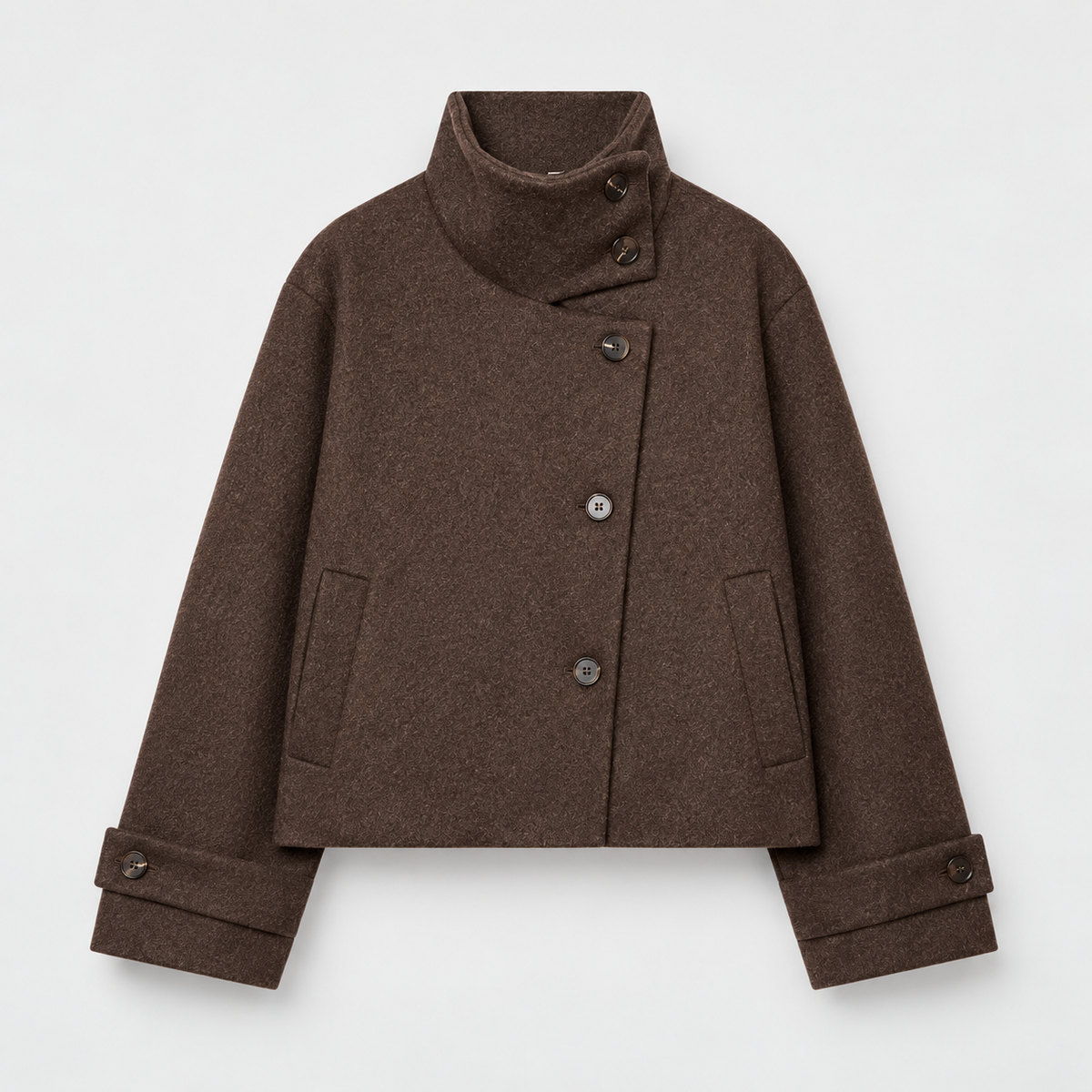 Isla Women’s Cropped Jacket with Asymmetrical Stand Collar