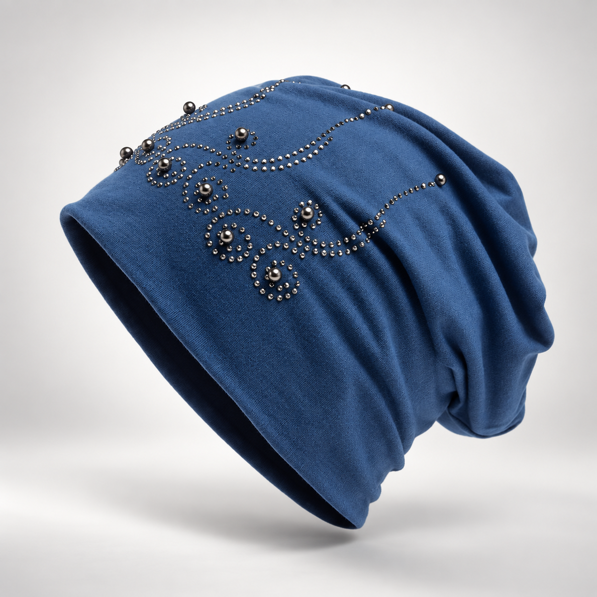 Vivienne Women’s Embellished Slouch Beanie – Studded Floral Winter Hat