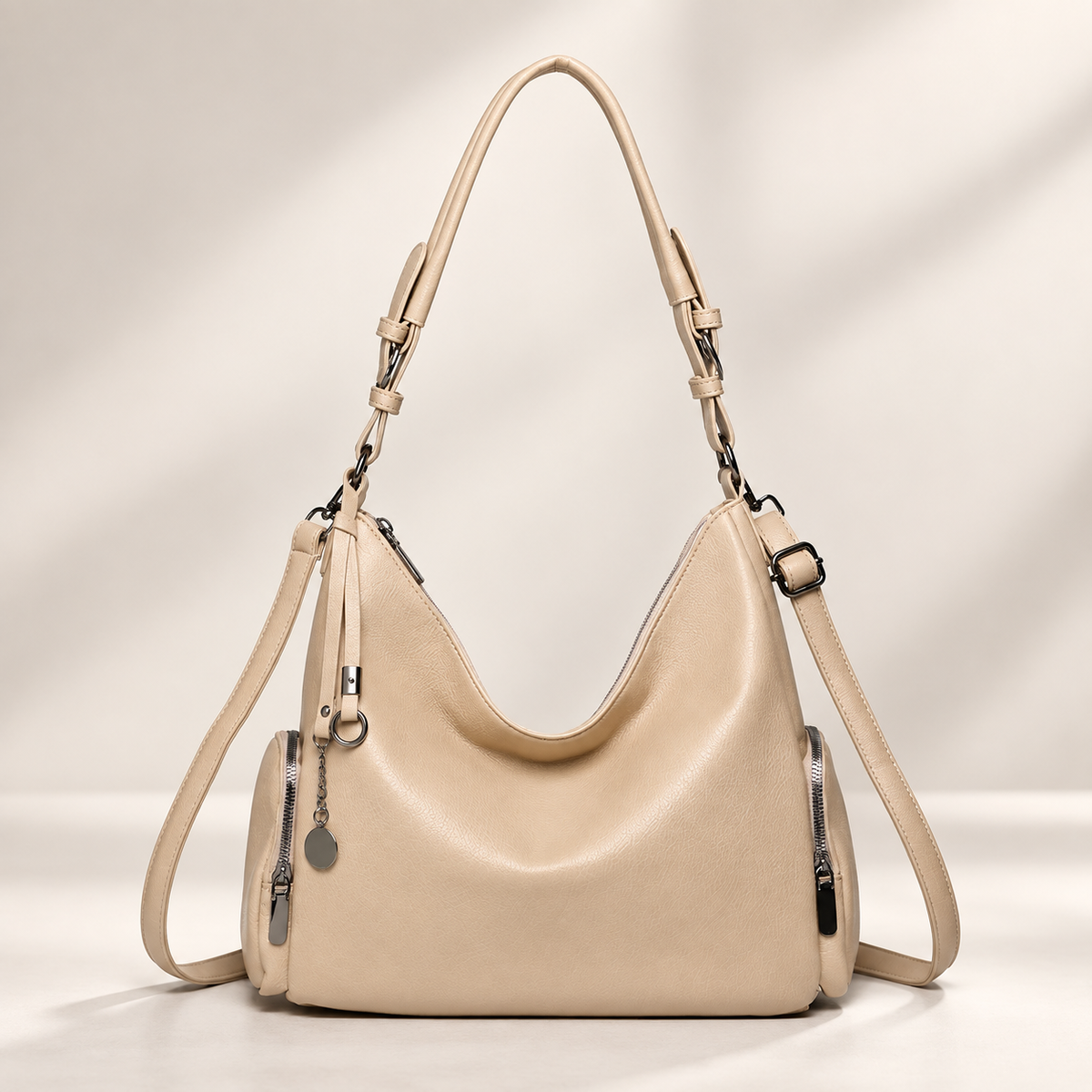 Lucienne Women’s Hobo Shoulder Bag – Slouchy Crossbody Handbag with Side Zip Pockets