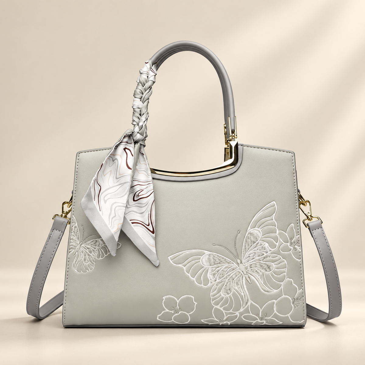 Alessia Butterfly Embroidered Satchel Handbag