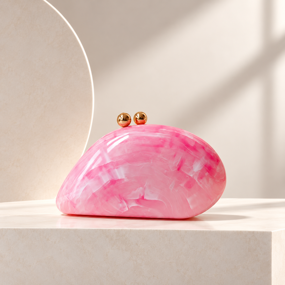 Alessia Marbled Hard-Shell Clutch Bag with Gold-Tone Kiss