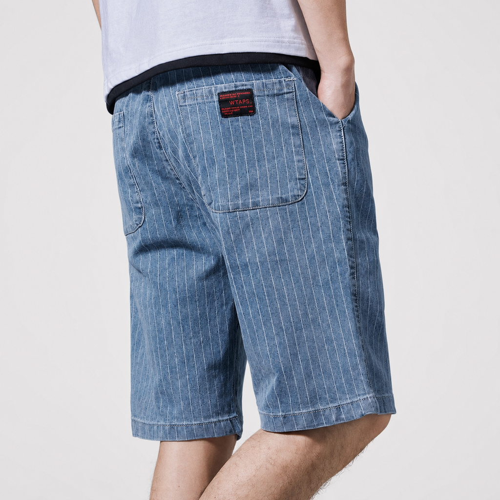 Oliver Pinstripe Denim Drawstring Shorts