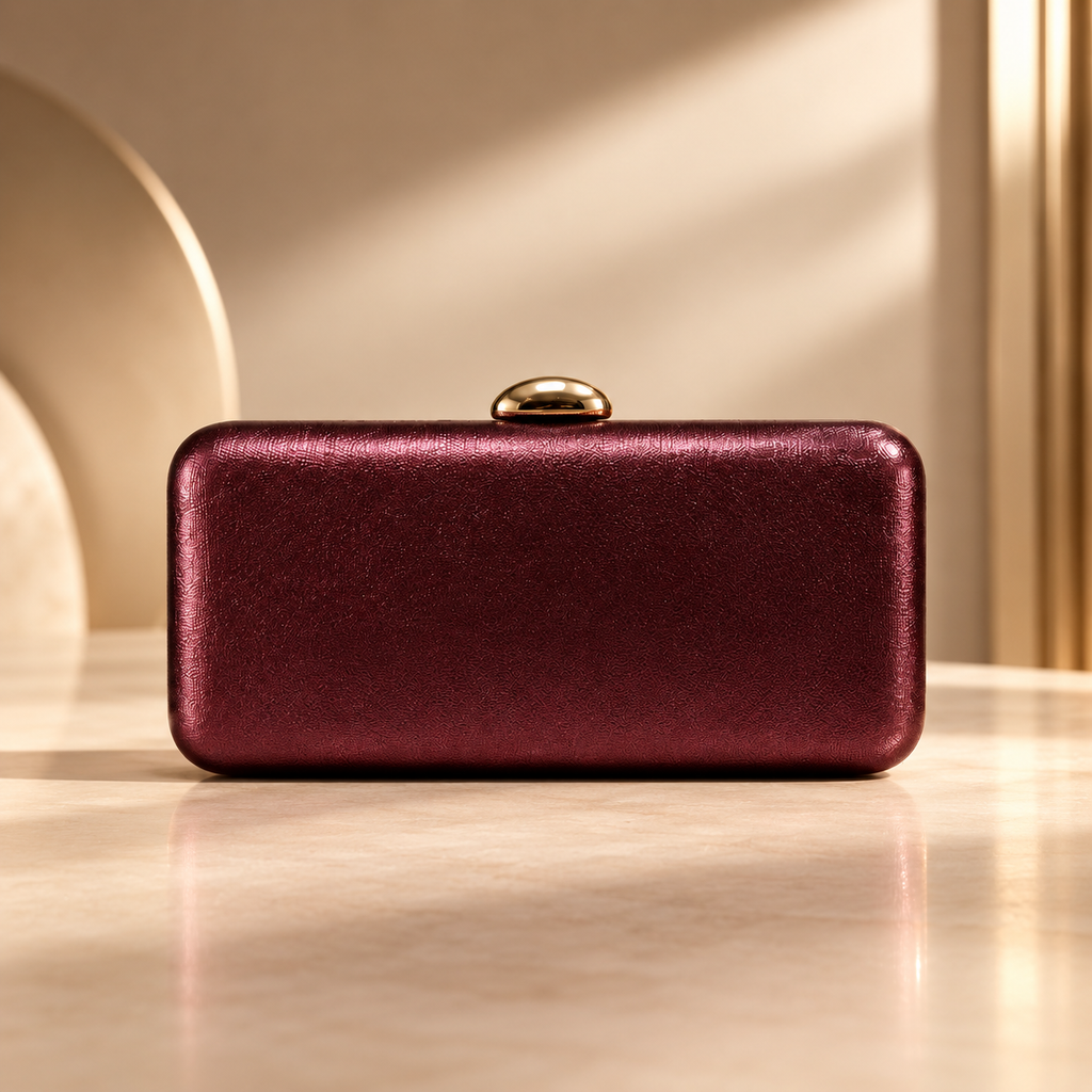 Alessia Hard Case Evening Clutch with Gold Chain Strap
