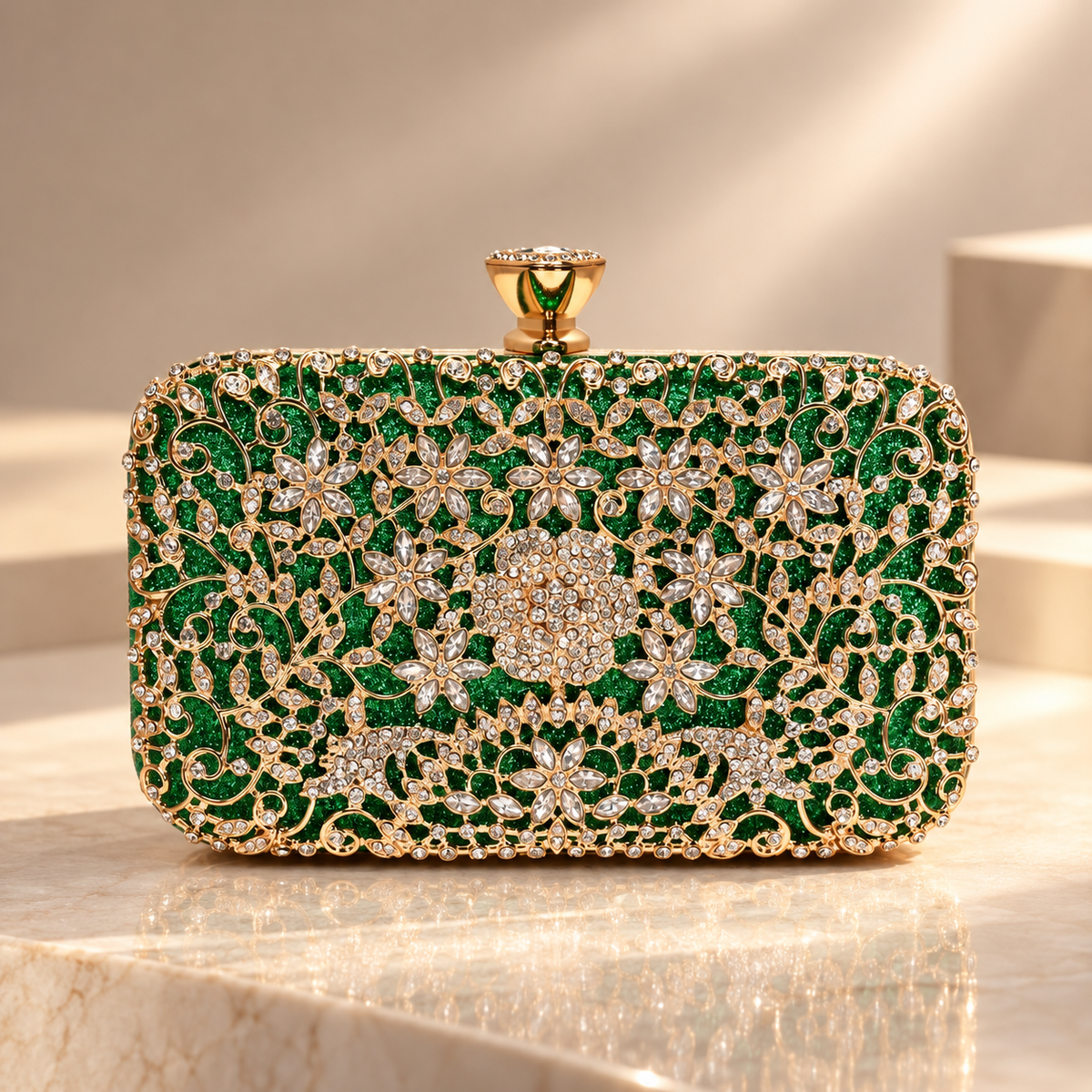 Isabella Floral Crystal Evening Clutch Bag