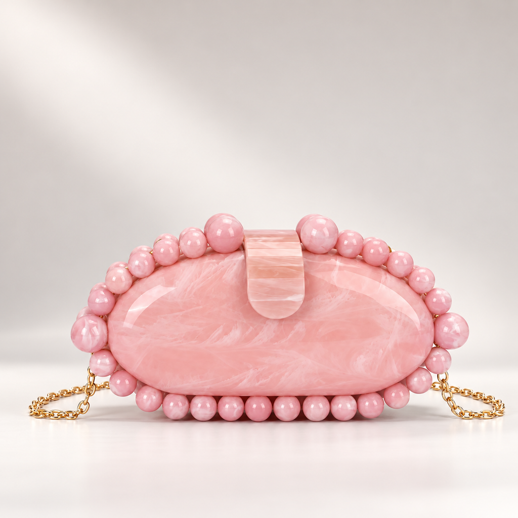 Camille Beaded Marbled Oval Clutch Evening Bag