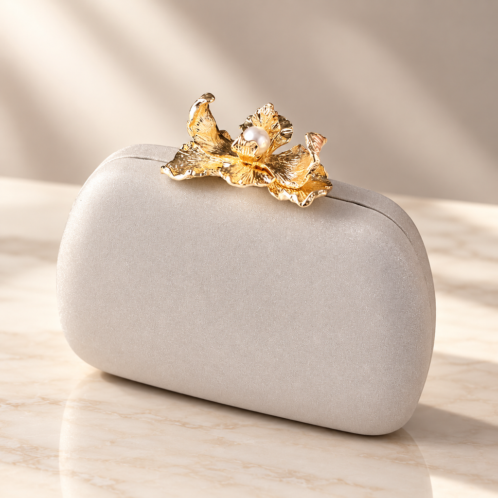Elodie Floral Pearl Clasp Evening Clutch Bag