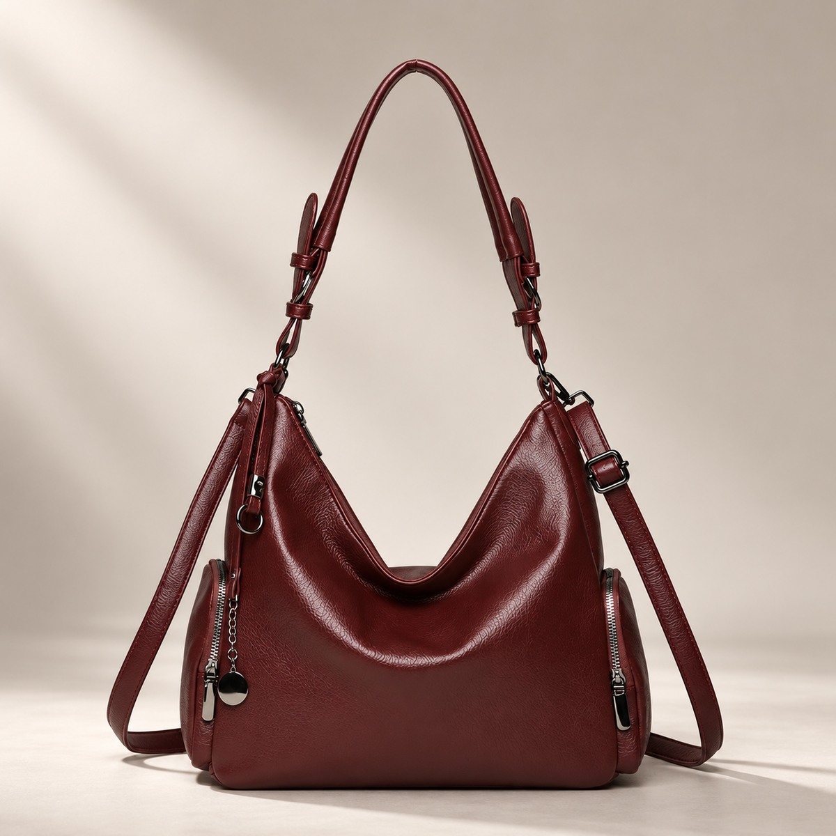 Lucienne Women’s Hobo Shoulder Bag – Slouchy Crossbody Handbag with Side Zip Pockets