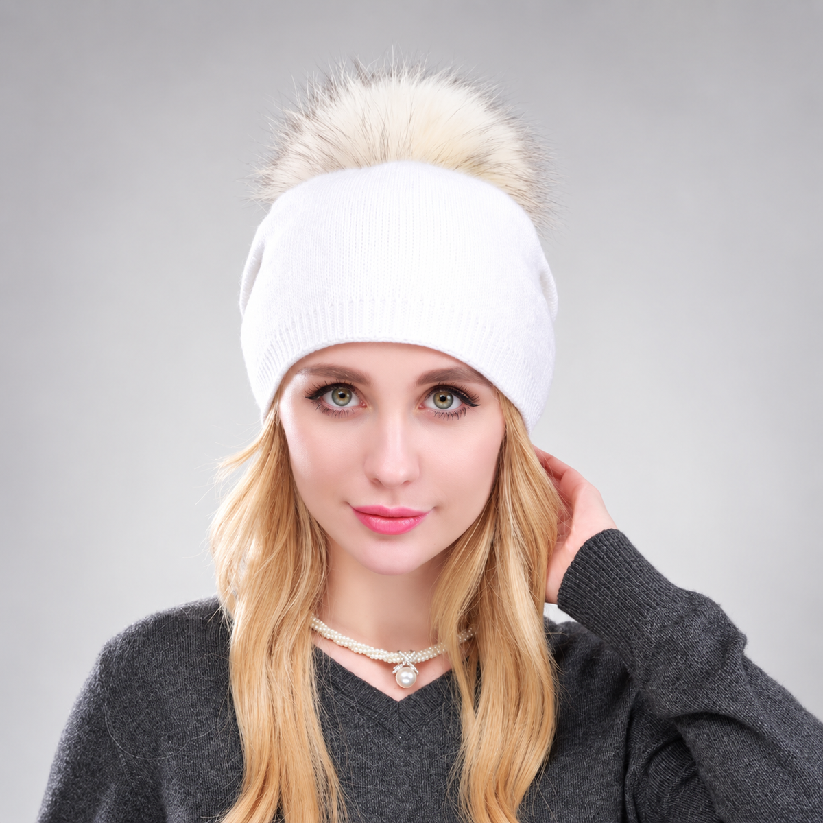Camille Women’s Knit Pom-Pom Beanie – Soft Winter Hat