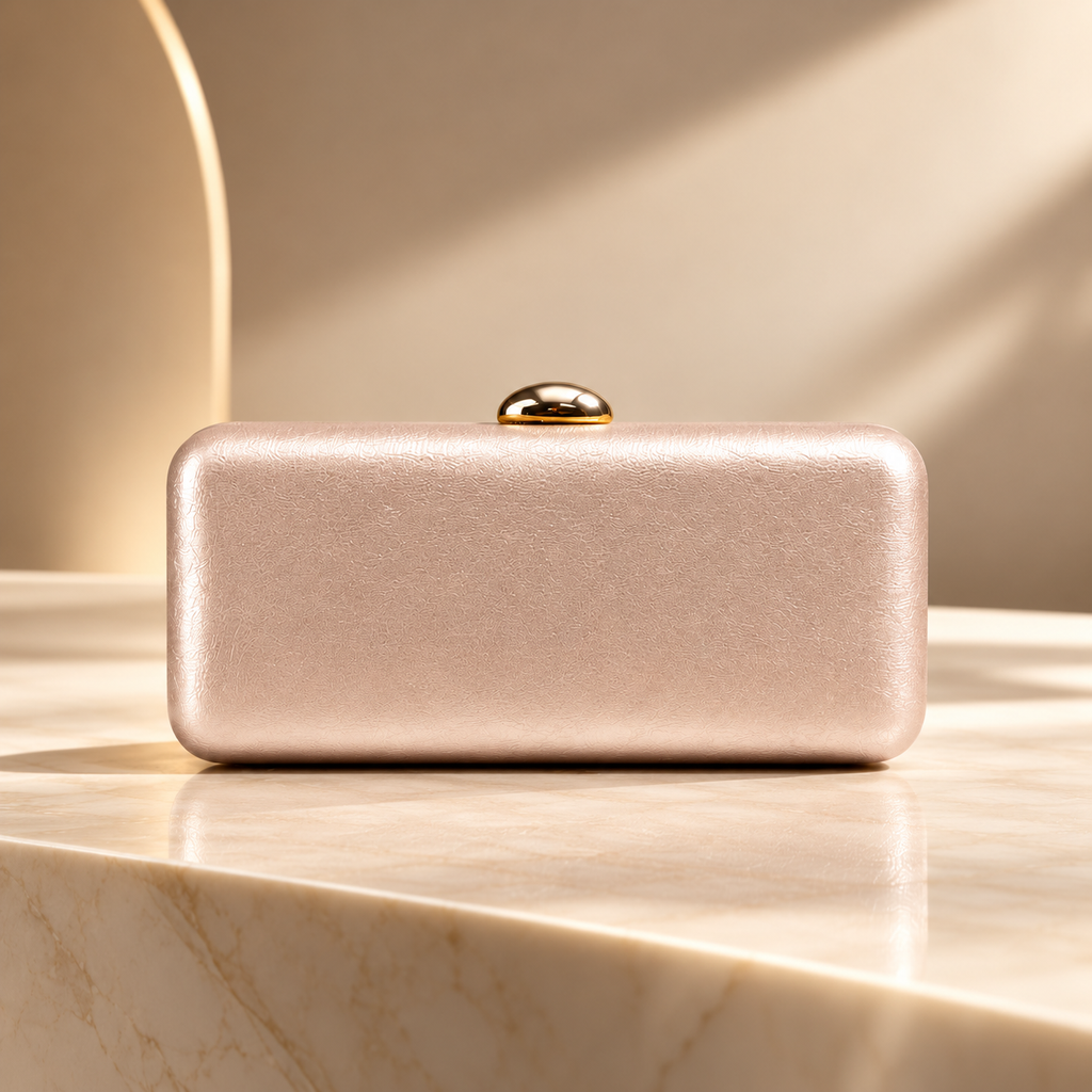Alessia Hard Case Evening Clutch with Gold Chain Strap
