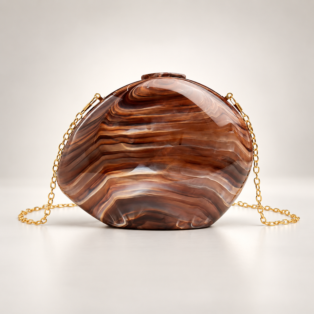 Margot Marbled Acrylic Hard-Shell Evening Clutch