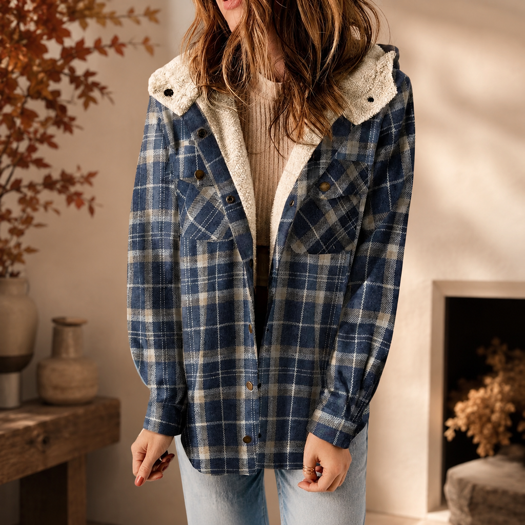 Francesca Women’s Plaid Fleece-Lined Hooded Jacket