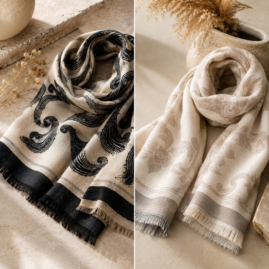 Isadora Floral Reversible Wrap Scarf – Oversized Fringe Shawl