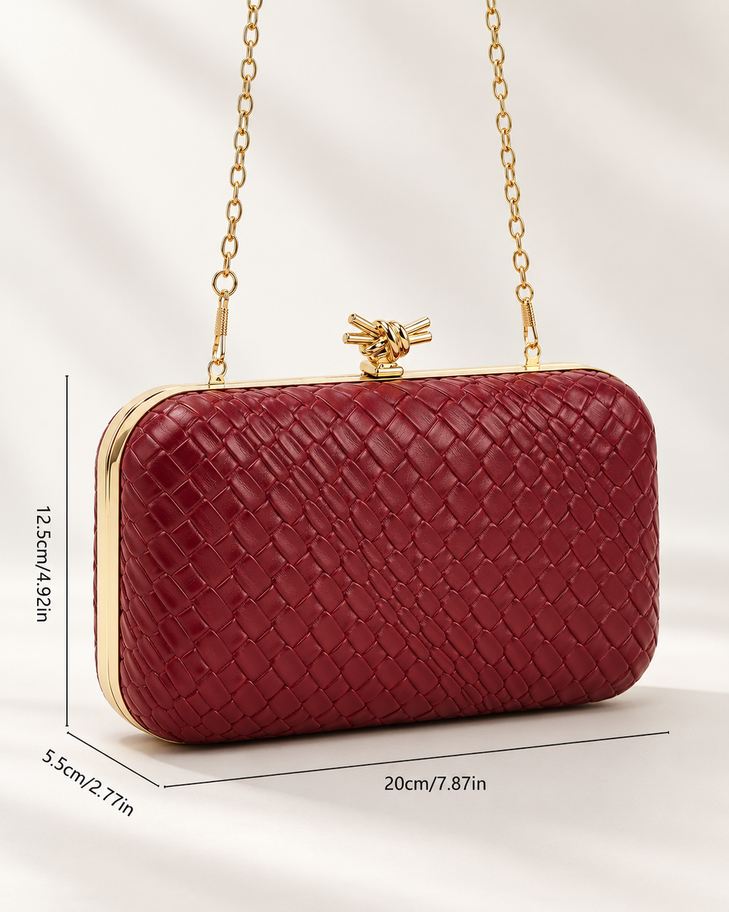 Lucia Woven Evening Clutch with Knot Clasp