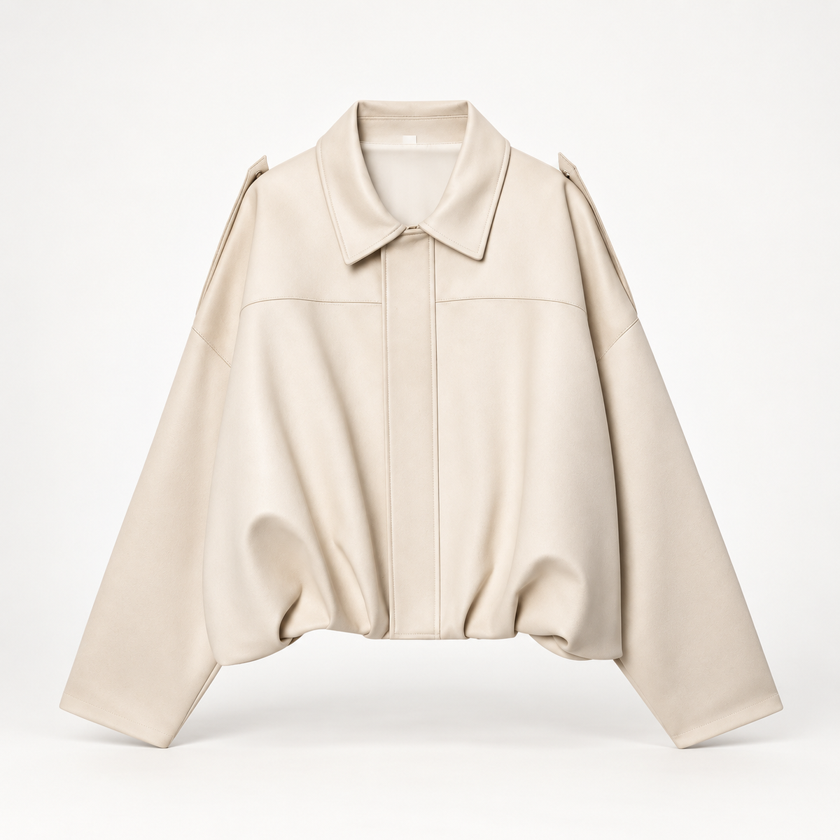 Alessia Women’s Oversized Cropped Suede-Look Jacket with Shoulder Tabs