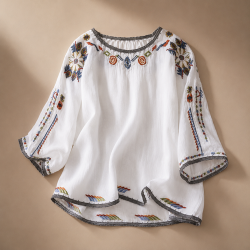 Adeline Women's Embroidered Gauze Blouse