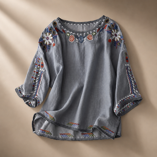 Adeline Women's Embroidered Gauze Blouse