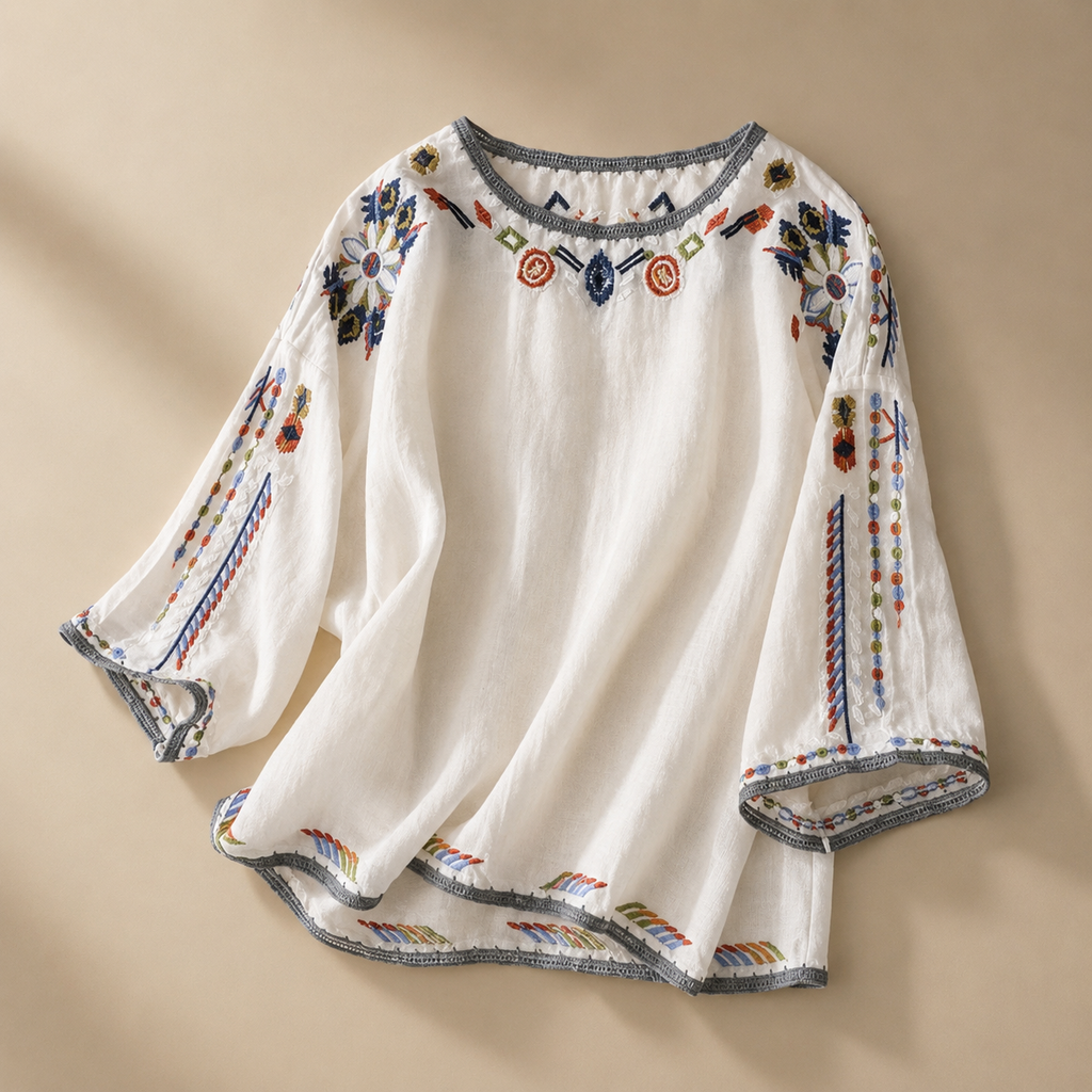 Adeline Women's Embroidered Gauze Blouse